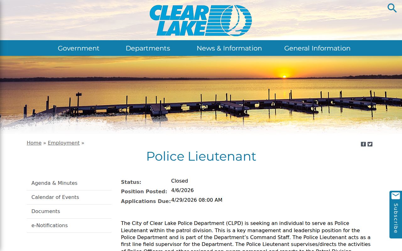 Clear Lake police staffing and criminal records services