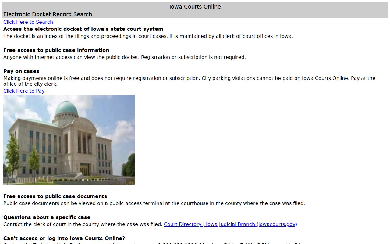 Iowa Courts Online search for Cerro Gordo County criminal court cases