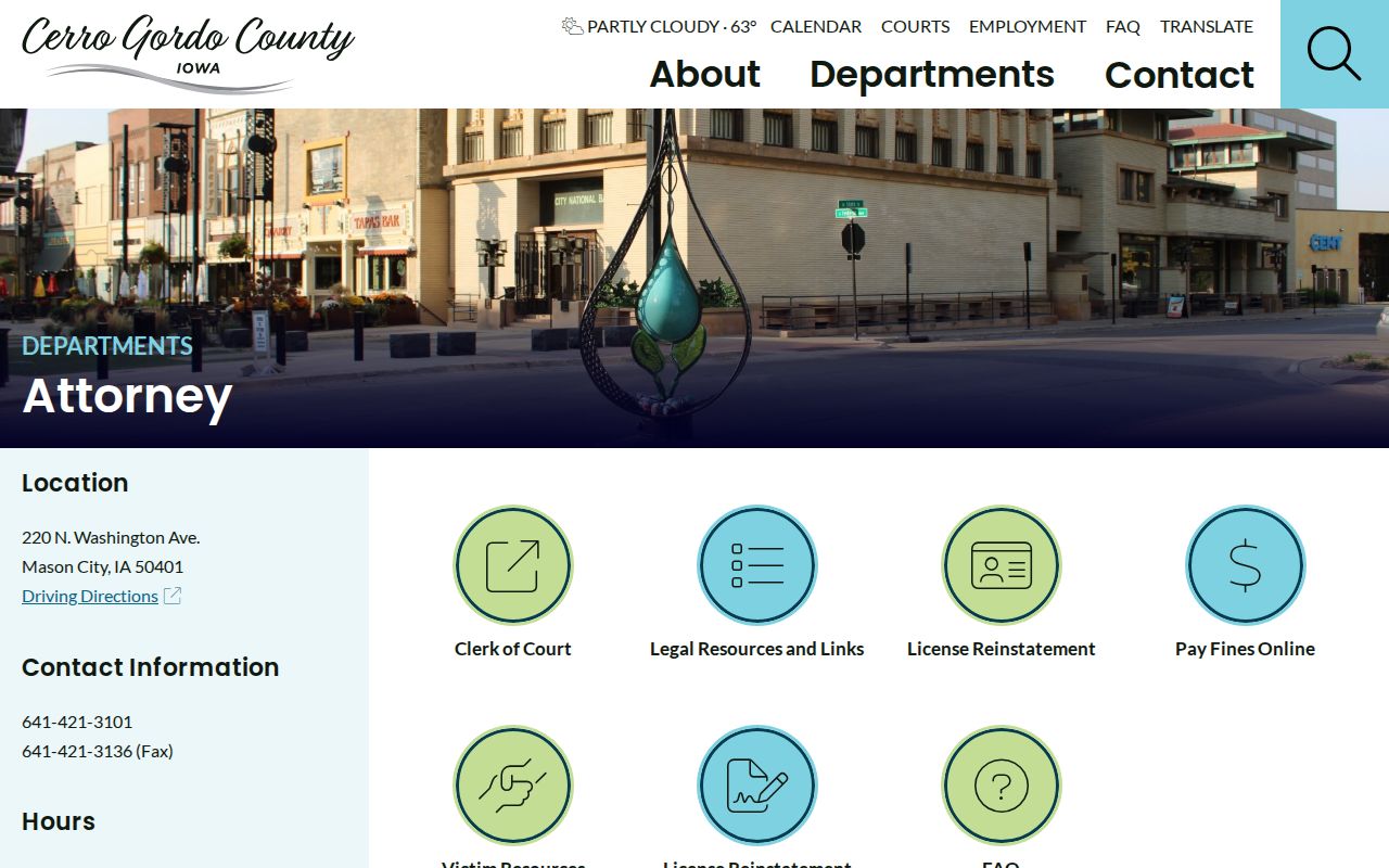 Cerro Gordo County Attorney criminal record charging office