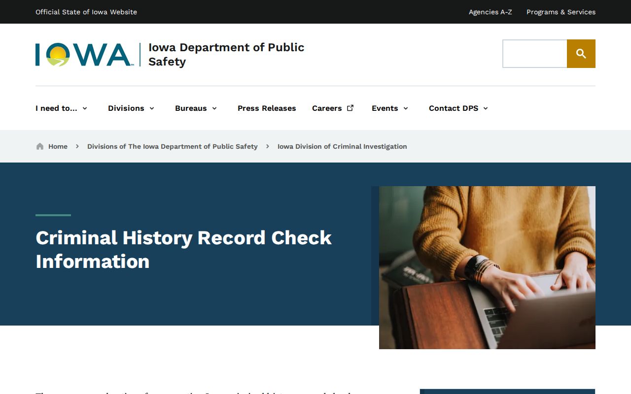 Iowa DCI official background checks for Cerro Gordo County criminal records