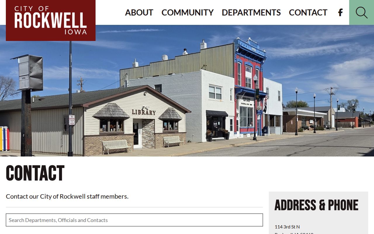 Rockwell City Hall and police criminal records contact page
