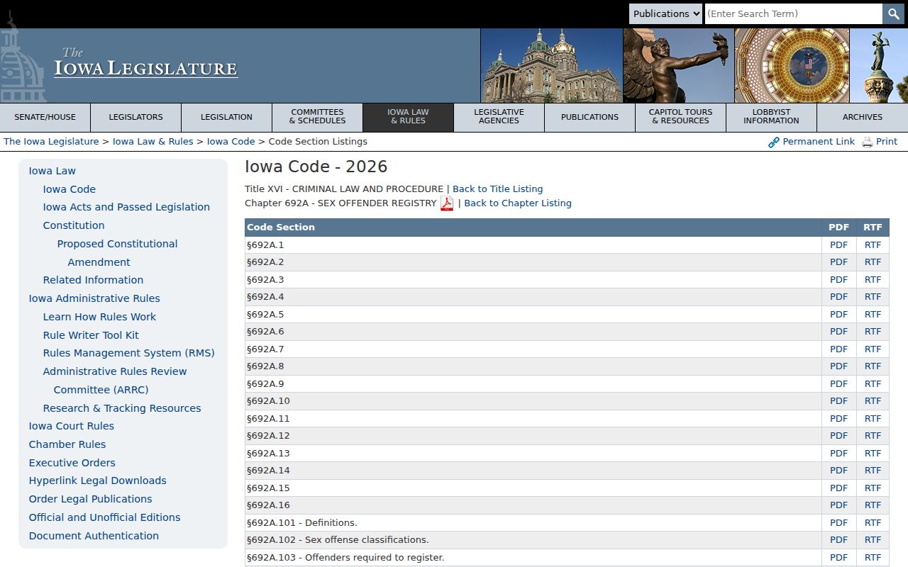Iowa sex offender registry statutes for Cerro Gordo County searches